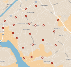 Pyöräpysäköintejä runkolukittavilla telineillä